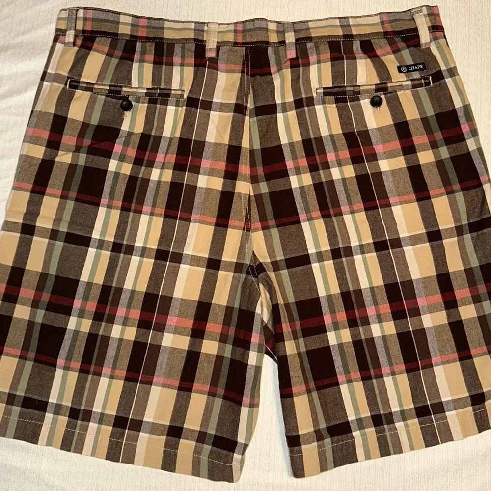 Chaps Brown and Tan Flat Front Shorts